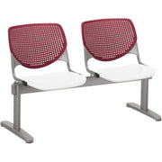 KFI Kool 2 Seat Beam Chair - White Seat Color - Polypropylene Seat Material - Burgundy Back Color - Polypropylene, Aluminum Alloy Back Material - Powder Coated Silver Frame Color - Tubular Steel Frame Material - 1 Each
