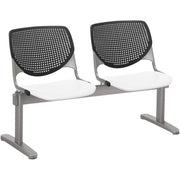KFI Kool 2 Seat Beam Chair - White Seat Color - Polypropylene Seat Material - Black Back Color - Polypropylene, Aluminum Alloy Back Material - Powder Coated Silver Frame Color - Tubular Steel Frame Material - 1 Each