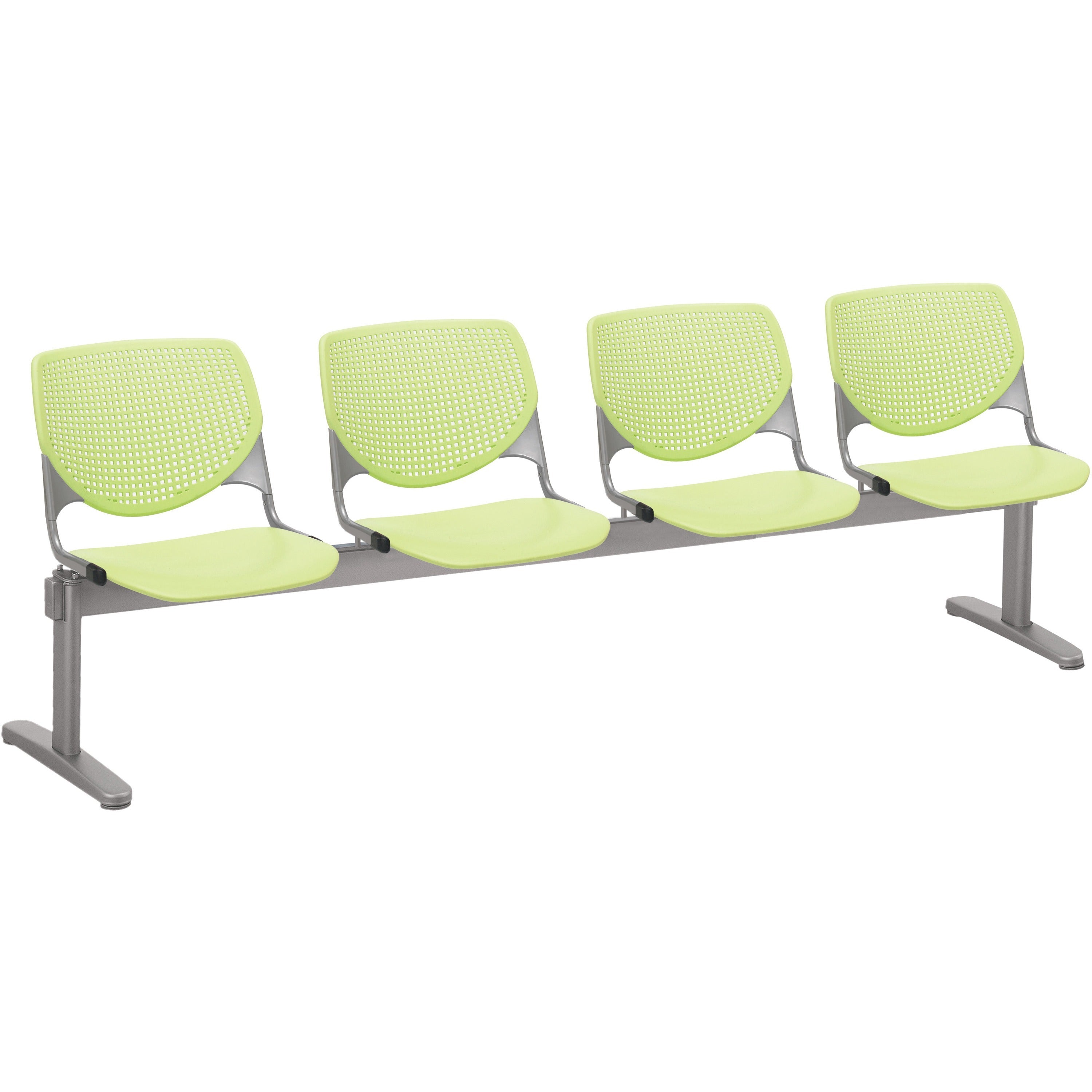 KFI Kool 4 Seat Beam Chair - Lime Green Seat Color - Polypropylene Seat Material - Lime Green Back Color - Polypropylene, Aluminum Alloy Back Material - Powder Coated Silver Frame Color - Tubular Steel Frame Material - 1 Each