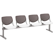 KFI Kool 4 Seat Beam Chair - White Seat Color - Polypropylene Seat Material - Brownstone Back Color - Polypropylene, Aluminum Alloy Back Material - Powder Coated Silver Frame Color - Tubular Steel Frame Material - 1 Each