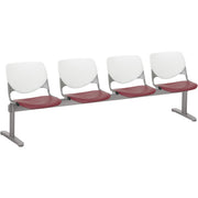 KFI Kool 4 Seat Beam Chair - Burgundy Seat Color - Polypropylene Seat Material - White Back Color - Polypropylene, Aluminum Alloy Back Material - Powder Coated Silver Frame Color - Tubular Steel Frame Material - 1 Each