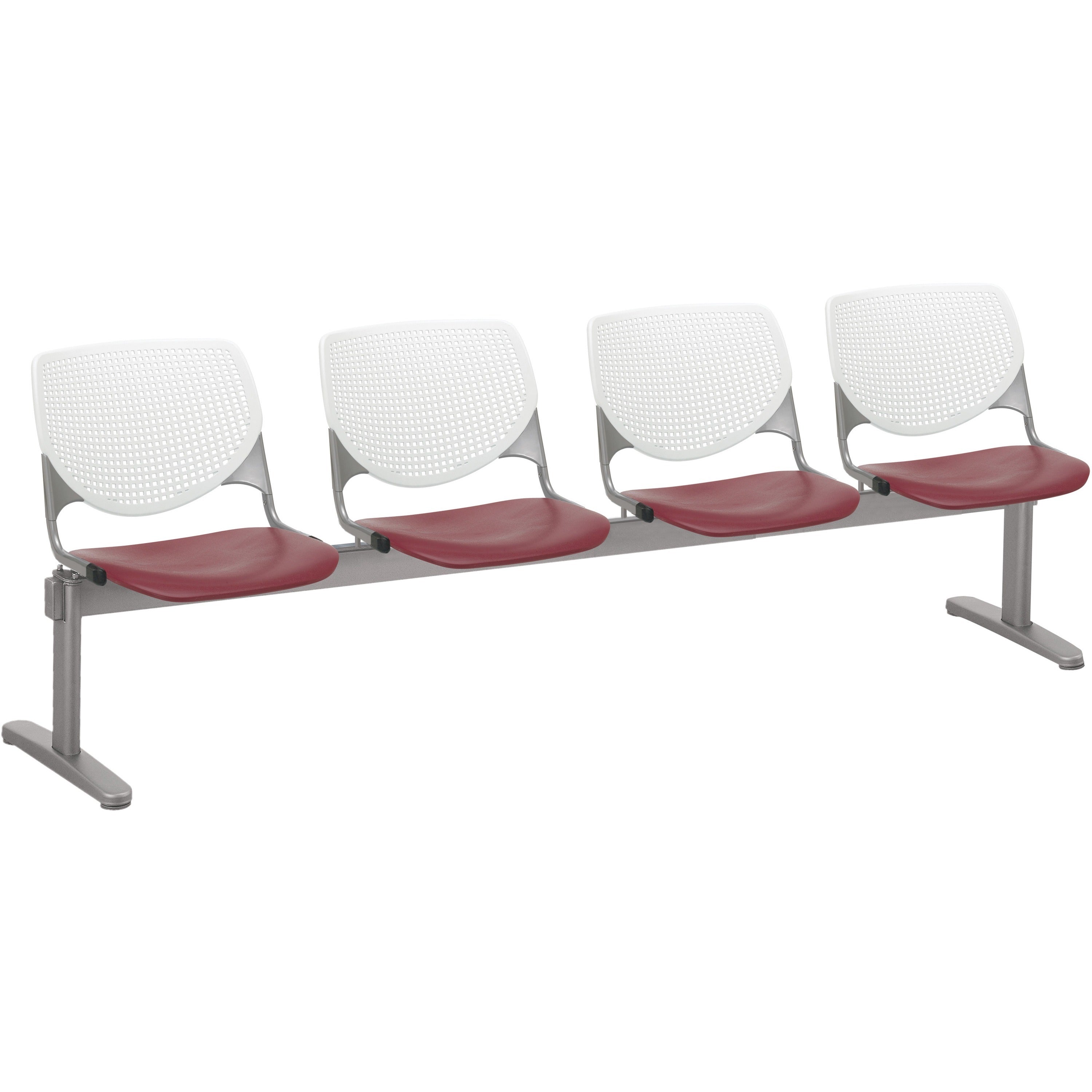 KFI Kool 4 Seat Beam Chair - Burgundy Seat Color - Polypropylene Seat Material - White Back Color - Polypropylene, Aluminum Alloy Back Material - Powder Coated Silver Frame Color - Tubular Steel Frame Material - 1 Each