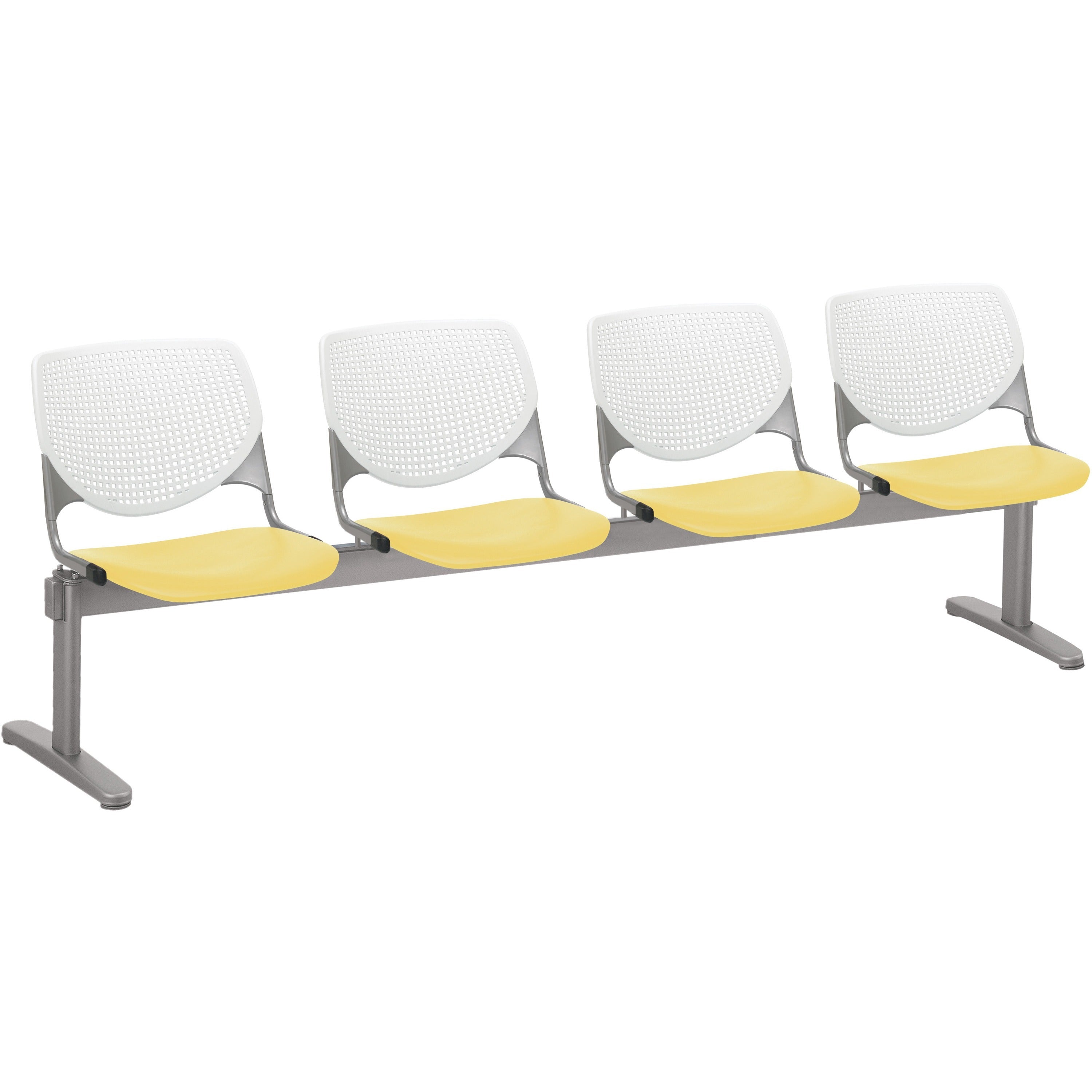 KFI Kool 4 Seat Beam Chair - Yellow Seat Color - Polypropylene Seat Material - White Back Color - Polypropylene, Aluminum Alloy Back Material - Powder Coated Silver Frame Color - Tubular Steel Frame Material - 1 Each