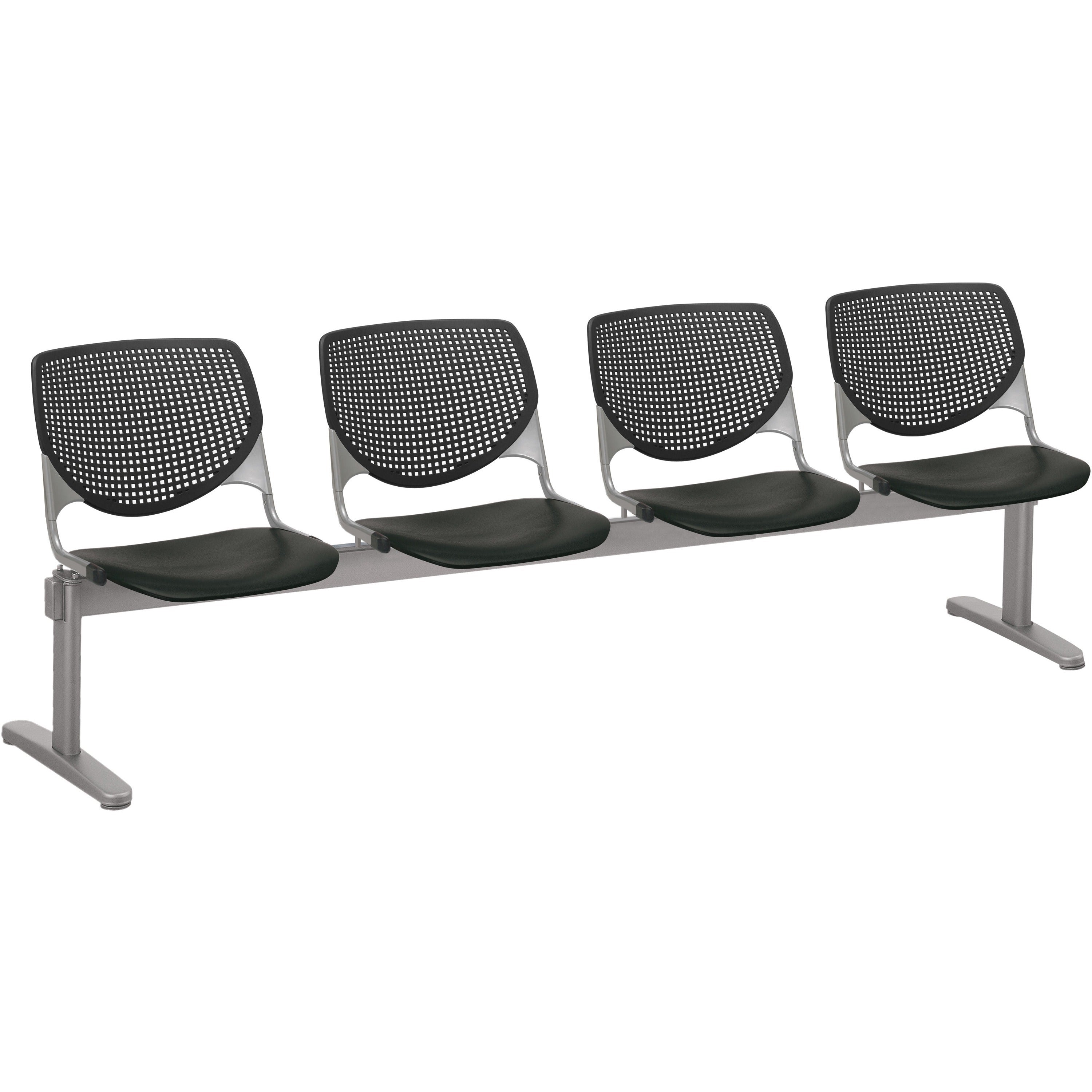 KFI Kool 4 Seat Beam Chair - Black Seat Color - Polypropylene Seat Material - Black Back Color - Polypropylene, Aluminum Alloy Back Material - Powder Coated Silver Frame Color - Tubular Steel Frame Material - 1 Each