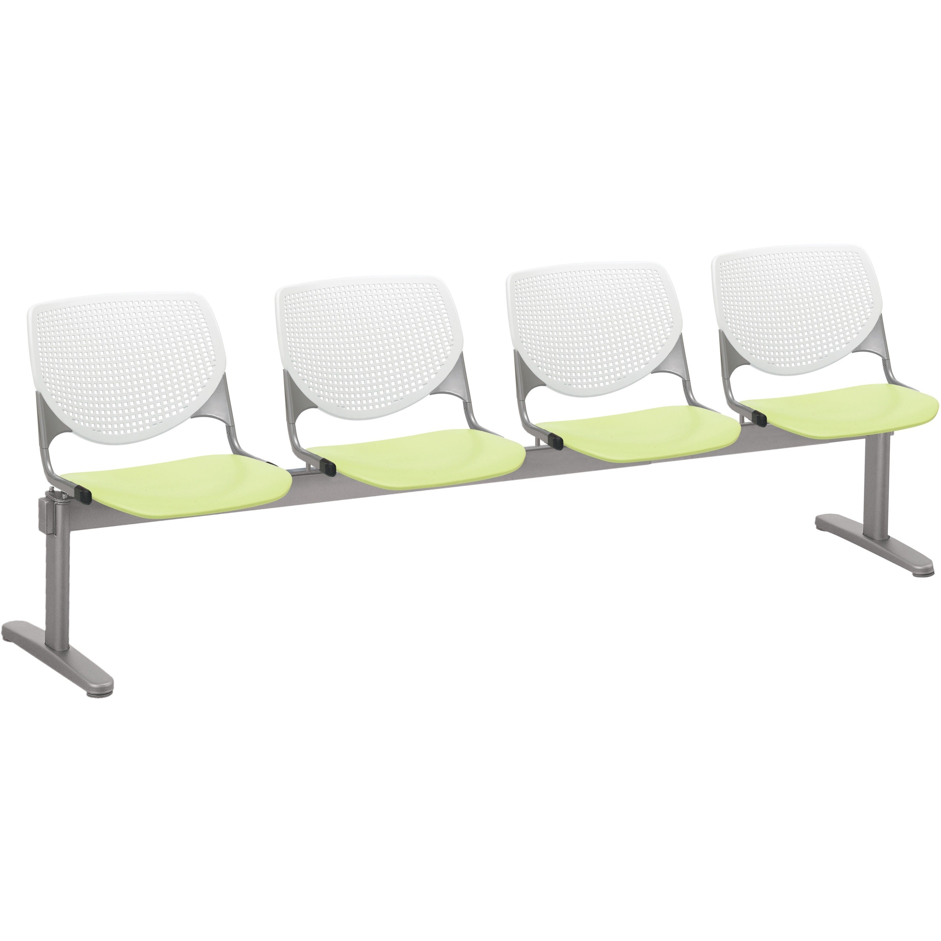 KFI Kool 4 Seat Beam Chair - Lime Green Seat Color - Polypropylene Seat Material - White Back Color - Polypropylene, Aluminum Alloy Back Material - Powder Coated Silver Frame Color - Tubular Steel Frame Material - 1 Each