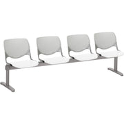 KFI Kool 4 Seat Beam Chair - White Seat Color - Polypropylene Seat Material - Light Gray Back Color - Polypropylene, Aluminum Alloy Back Material - Powder Coated Silver Frame Color - Tubular Steel Frame Material - 1 Each