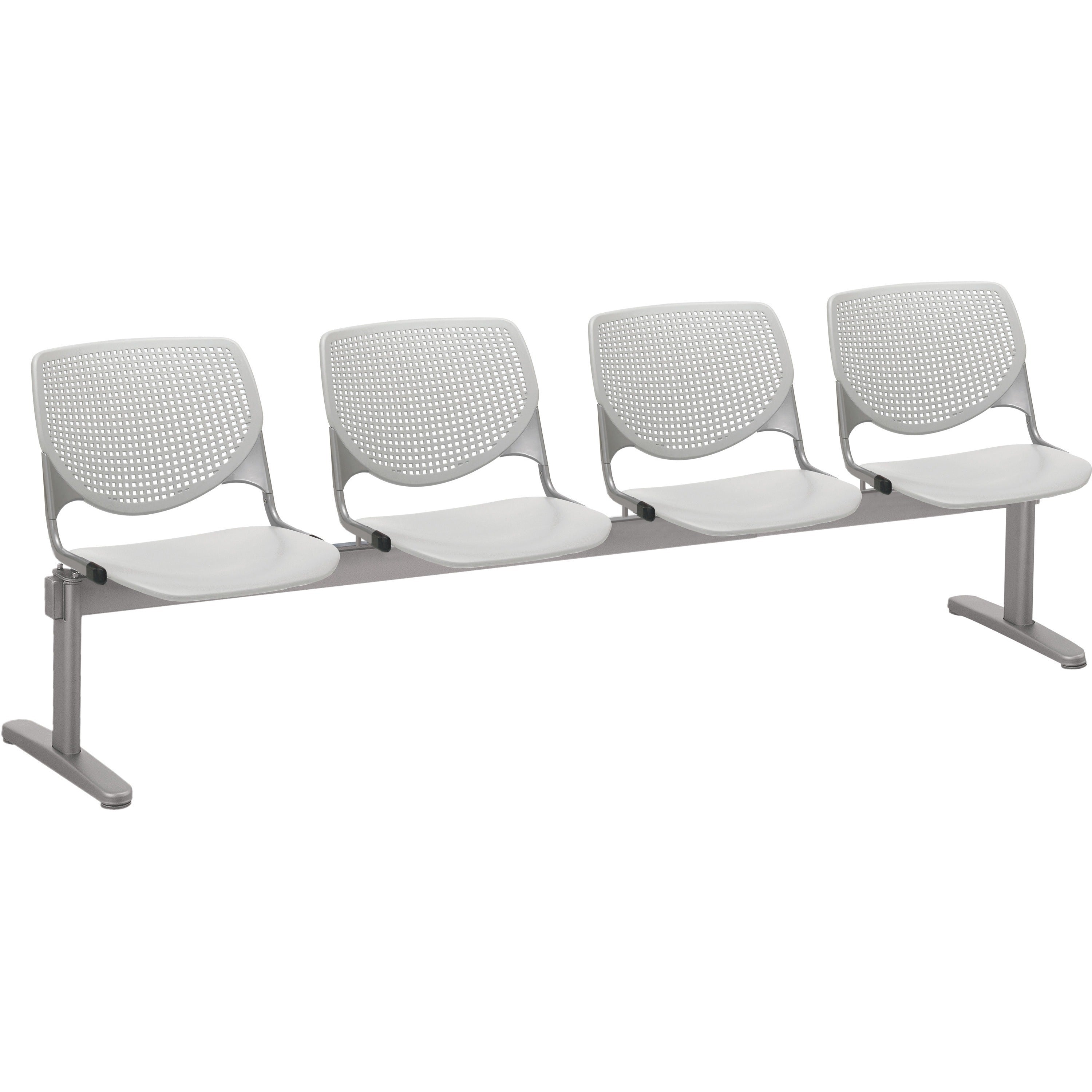 KFI Kool 4 Seat Beam Chair - Light Gray Seat Color - Polypropylene Seat Material - Light Gray Back Color - Polypropylene, Aluminum Alloy Back Material - Powder Coated Silver Frame Color - Tubular Steel Frame Material - 1 Each