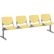 KFI Kool 4 Seat Beam Chair - Yellow Seat Color - Polypropylene Seat Material - Yellow Back Color - Polypropylene, Aluminum Alloy Back Material - Powder Coated Silver Frame Color - Tubular Steel Frame Material - 1 Each
