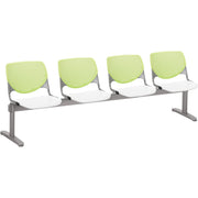 KFI Kool 4 Seat Beam Chair - White Seat Color - Polypropylene Seat Material - Lime Green Back Color - Polypropylene, Aluminum Alloy Back Material - Powder Coated Silver Frame Color - Tubular Steel Frame Material - 1 Each