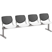 KFI Kool 4 Seat Beam Chair - White Seat Color - Polypropylene Seat Material - Black Back Color - Polypropylene, Aluminum Alloy Back Material - Powder Coated Silver Frame Color - Tubular Steel Frame Material - 1 Each