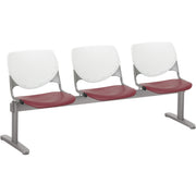 KFI Kool 3 Seat Beam Chair - Burgundy Seat Color - Polypropylene Seat Material - White Back Color - Polypropylene, Aluminum Alloy Back Material - Powder Coated Silver Frame Color - Tubular Steel Frame Material - 1 Each