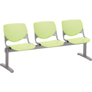 KFI Kool 3 Seat Beam Chair - Lime Green Seat Color - Polypropylene Seat Material - Lime Green Back Color - Polypropylene, Aluminum Alloy Back Material - Powder Coated Silver Frame Color - Tubular Steel Frame Material - 1 Each
