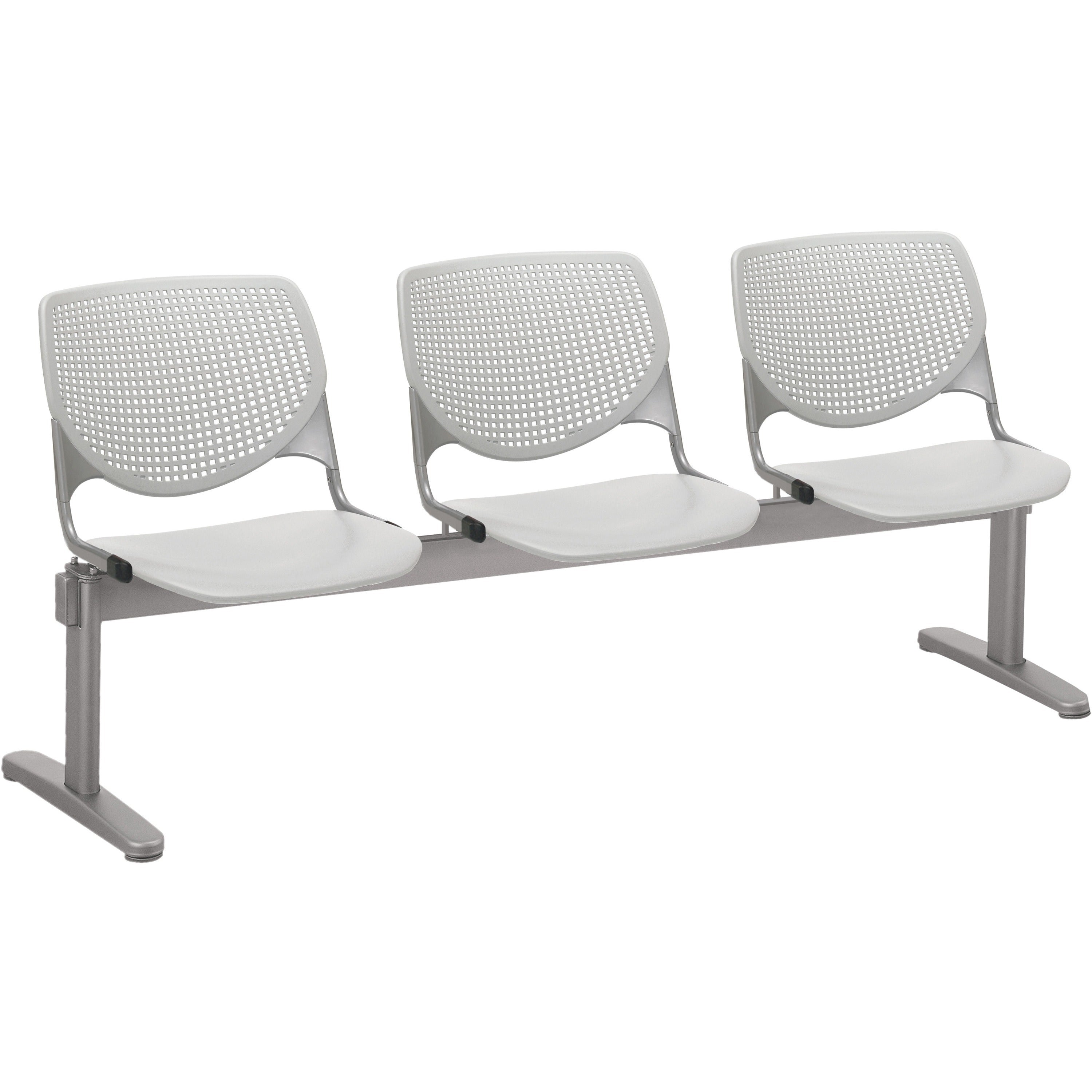 KFI Kool 3 Seat Beam Chair - Light Gray Seat Color - Polypropylene Seat Material - Light Gray Back Color - Polypropylene, Aluminum Alloy Back Material - Powder Coated Silver Frame Color - Tubular Steel Frame Material - 1 Each