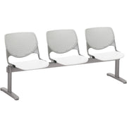 KFI Kool 3 Seat Beam Chair - White Seat Color - Polypropylene Seat Material - Light Gray Back Color - Polypropylene, Aluminum Alloy Back Material - Powder Coated Silver Frame Color - Tubular Steel Frame Material - 1 Each