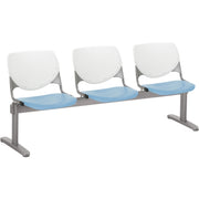 KFI Kool 3 Seat Beam Chair - Sky Blue Seat Color - Polypropylene Seat Material - White Back Color - Polypropylene, Aluminum Alloy Back Material - Powder Coated Silver Frame Color - Tubular Steel Frame Material - 1 Each