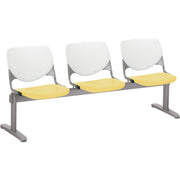 KFI Kool 3 Seat Beam Chair - Yellow Seat Color - Polypropylene Seat Material - White Back Color - Polypropylene, Aluminum Alloy Back Material - Powder Coated Silver Frame Color - Tubular Steel Frame Material - 1 Each