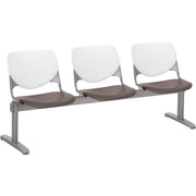 KFI Kool 3 Seat Beam Chair - Brownstone Seat Color - Polypropylene Seat Material - White Back Color - Polypropylene, Aluminum Alloy Back Material - Powder Coated Silver Frame Color - Tubular Steel Frame Material - 1 Each