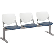 KFI Kool 3 Seat Beam Chair - Navy Seat Color - Polypropylene Seat Material - White Back Color - Polypropylene, Aluminum Alloy Back Material - Powder Coated Silver Frame Color - Tubular Steel Frame Material - 1 Each