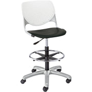 KFI Kool Stool With Perforated Back - Black Seat Color - Polypropylene Seat Material - White Back Color - Polypropylene, Aluminum Alloy Back Material - Powder Coated Silver Frame Color - Tubular Steel Frame Material - 5-star Base - 1 Each