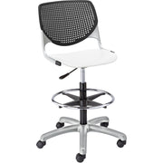 KFI Kool Stool With Perforated Back - White Seat Color - Polypropylene Seat Material - Black Back Color - Polypropylene, Aluminum Alloy Back Material - Powder Coated Silver Frame Color - Tubular Steel Frame Material - 5-star Base - 1 Each
