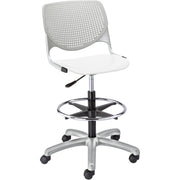 KFI Kool Stool With Perforated Back - White Seat Color - Polypropylene Seat Material - Light Gray Back Color - Polypropylene, Aluminum Alloy Back Material - Powder Coated Silver Frame Color - Tubular Steel Frame Material - 5-star Base - 1 Each