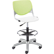 KFI Kool Stool With Perforated Back - White Seat Color - Polypropylene Seat Material - Lime Green Back Color - Polypropylene, Aluminum Alloy Back Material - Powder Coated Silver Frame Color - Tubular Steel Frame Material - 5-star Base - 1 Each