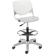 KFI Kool Stool With Perforated Back - Light Gray Seat Color - Polypropylene Seat Material - White Back Color - Polypropylene, Aluminum Alloy Back Material - Powder Coated Silver Frame Color - Tubular Steel Frame Material - 5-star Base - 1 Each