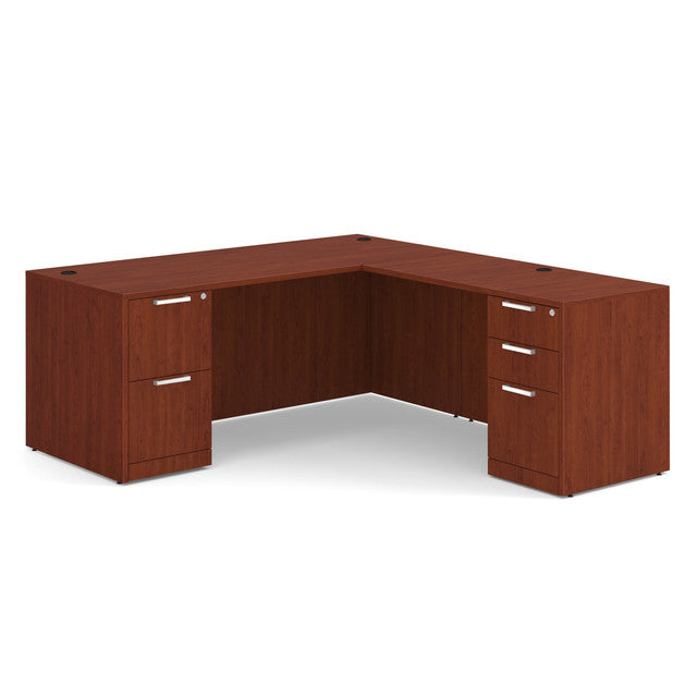 OfficeSource Laminate Double Full Pedestal ''L'' Desk - 71'' x 30'' - Cherry