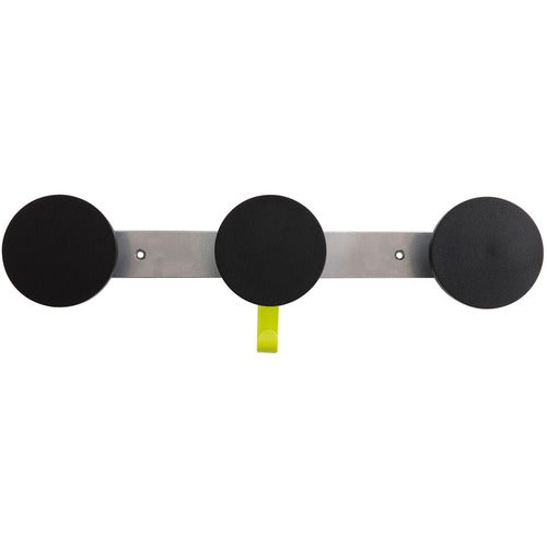 3 Hooks - 66.14 lb (30 kg) Capacity - 1.4" Height x 4.3" Width - for Coat, Clothes - Metal - Silver, Black, Metallic Gray - Powder Coated - 1 Each