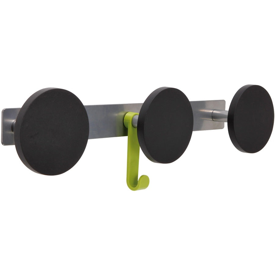 3 Hooks - 66.14 lb (30 kg) Capacity - 1.4" Height x 4.3" Width - for Coat, Clothes - Metal - Silver, Black, Metallic Gray - Powder Coated - 1 Each