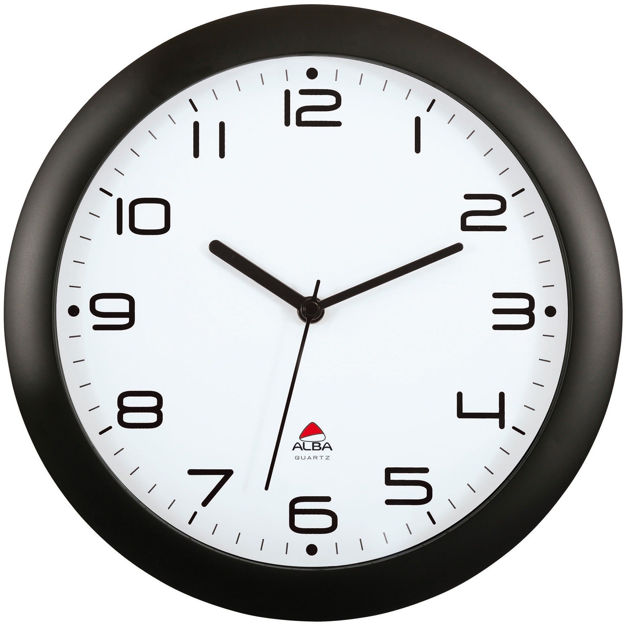 Alba Wall Clock - Analog - Quartz - White Main Dial - Black Case - Classic Style