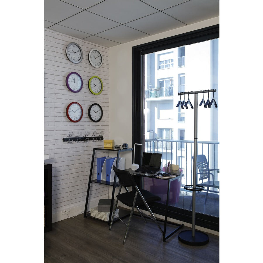 Alba Wall Clock - Analog - Quartz - White Main Dial - Metallic Gray Case - Classic Style