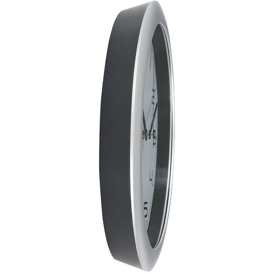 Alba Wall Clock - Analog - Quartz - White Main Dial - Metallic Gray Case - Classic Style