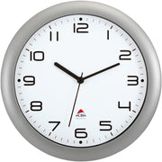 Alba Wall Clock - Analog - Quartz - White Main Dial - Metallic Gray Case - Classic Style
