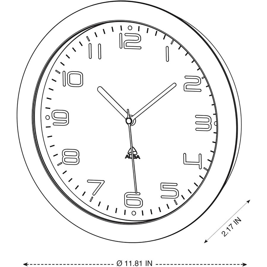 Alba Wall Clock - Analog - Quartz - White Case