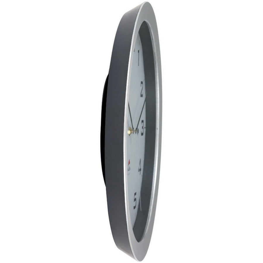Alba Wall Clock - Analog - Quartz - Metallic Gray Case - Classic Style
