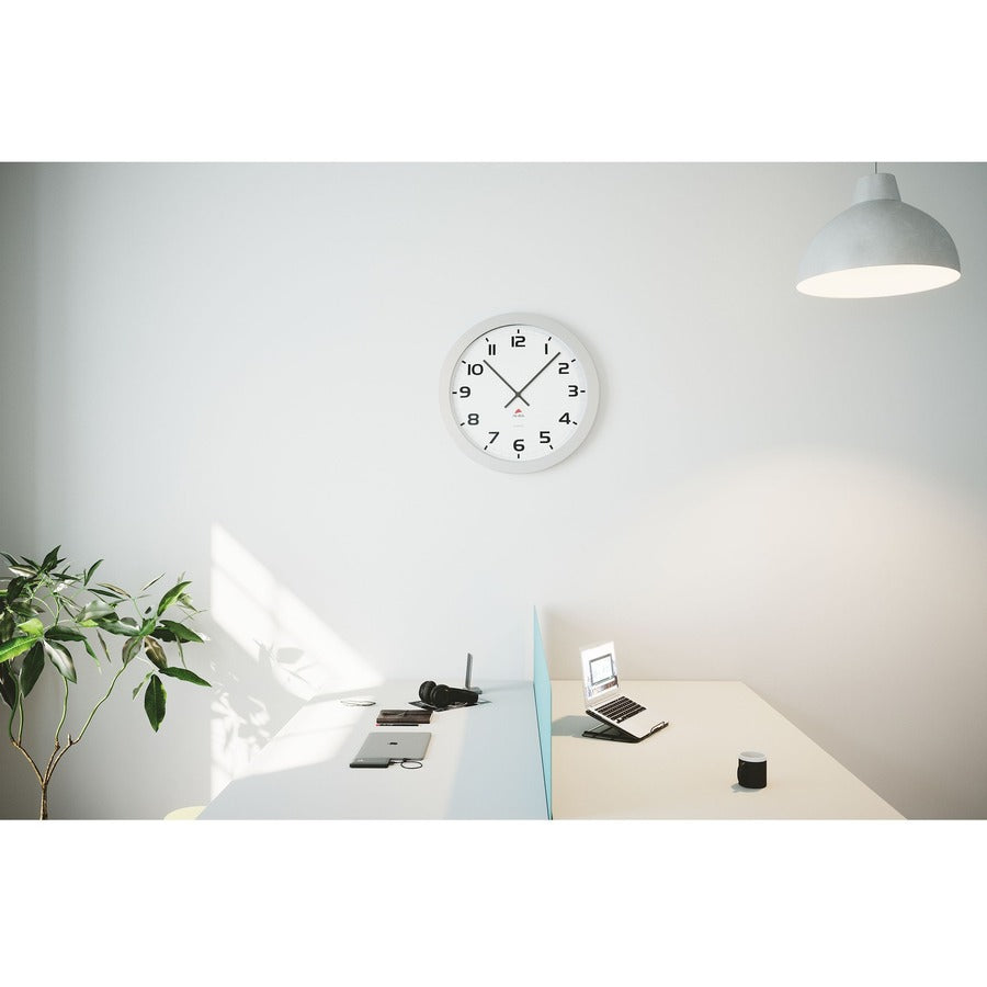 Alba Wall Clock - Analog - Quartz - White Main Dial - Gray Case - Plastic