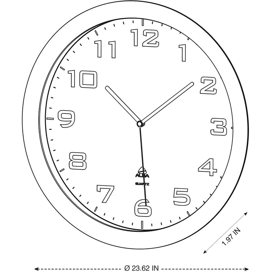 Alba Wall Clock - Analog - Quartz - White Main Dial - Gray Case - Plastic
