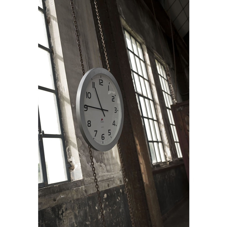 Alba Wall Clock - Analog - Quartz - White Main Dial - Gray Case - Plastic