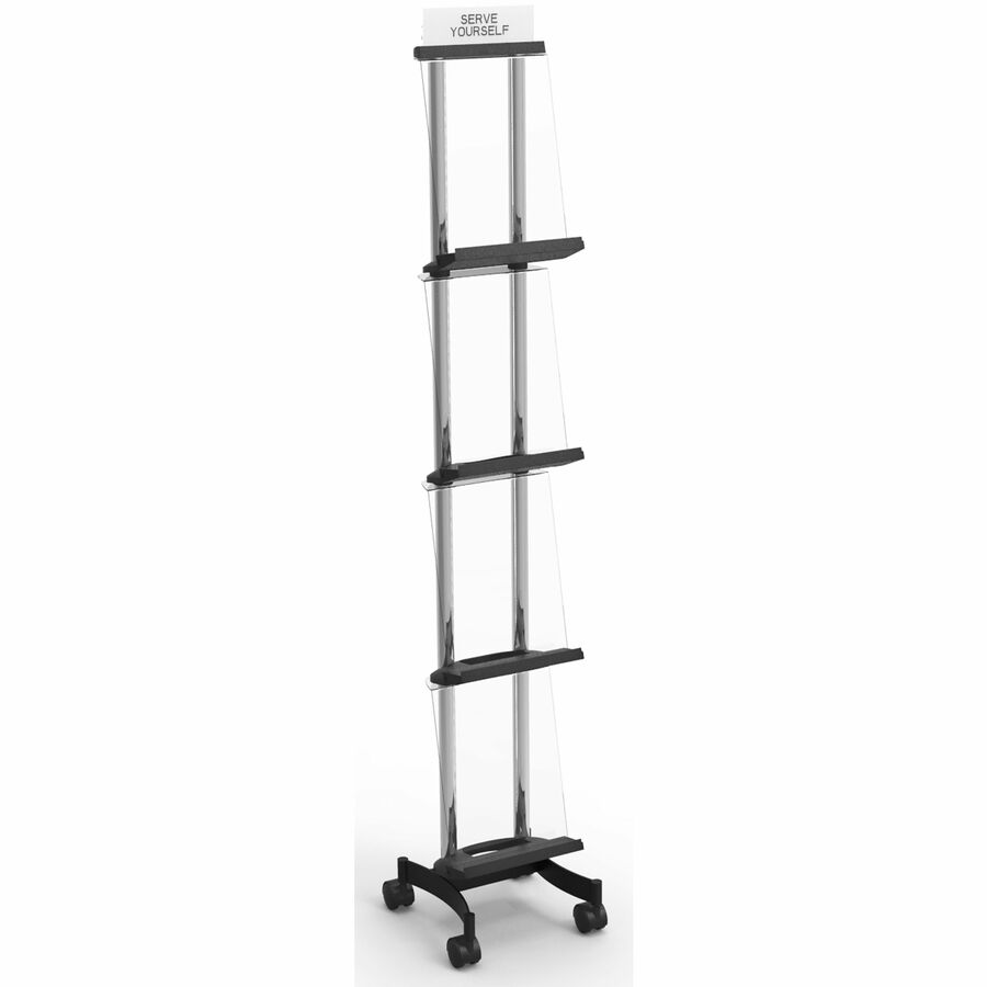 Alba Display Rack - 66.54" Height x 12.80" Width x 12.20" Depth - Black - Chrome Metal, Polyvinyl Chloride (PVC), Acrylonitrile Butadiene Styrene (ABS) - 1 Each