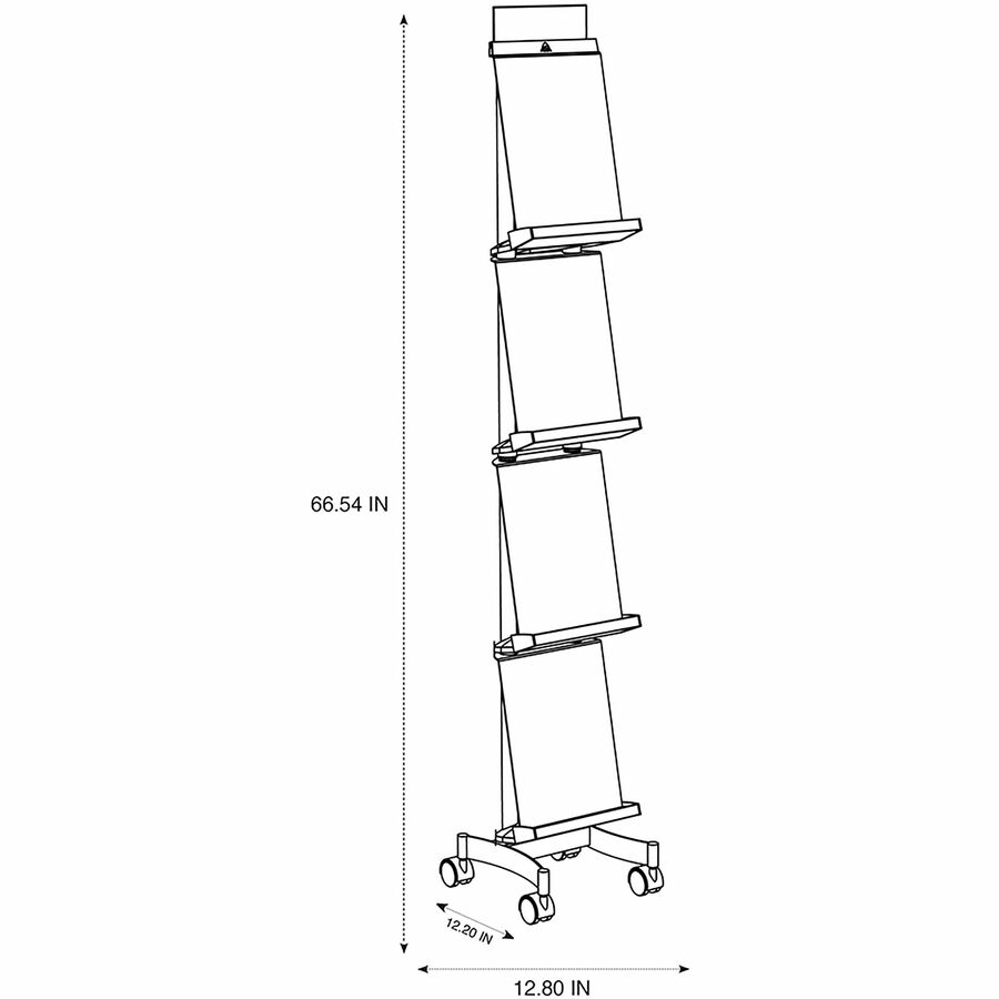 Alba Display Rack - 66.54" Height x 12.80" Width x 12.20" Depth - Black - Chrome Metal, Polyvinyl Chloride (PVC), Acrylonitrile Butadiene Styrene (ABS) - 1 Each