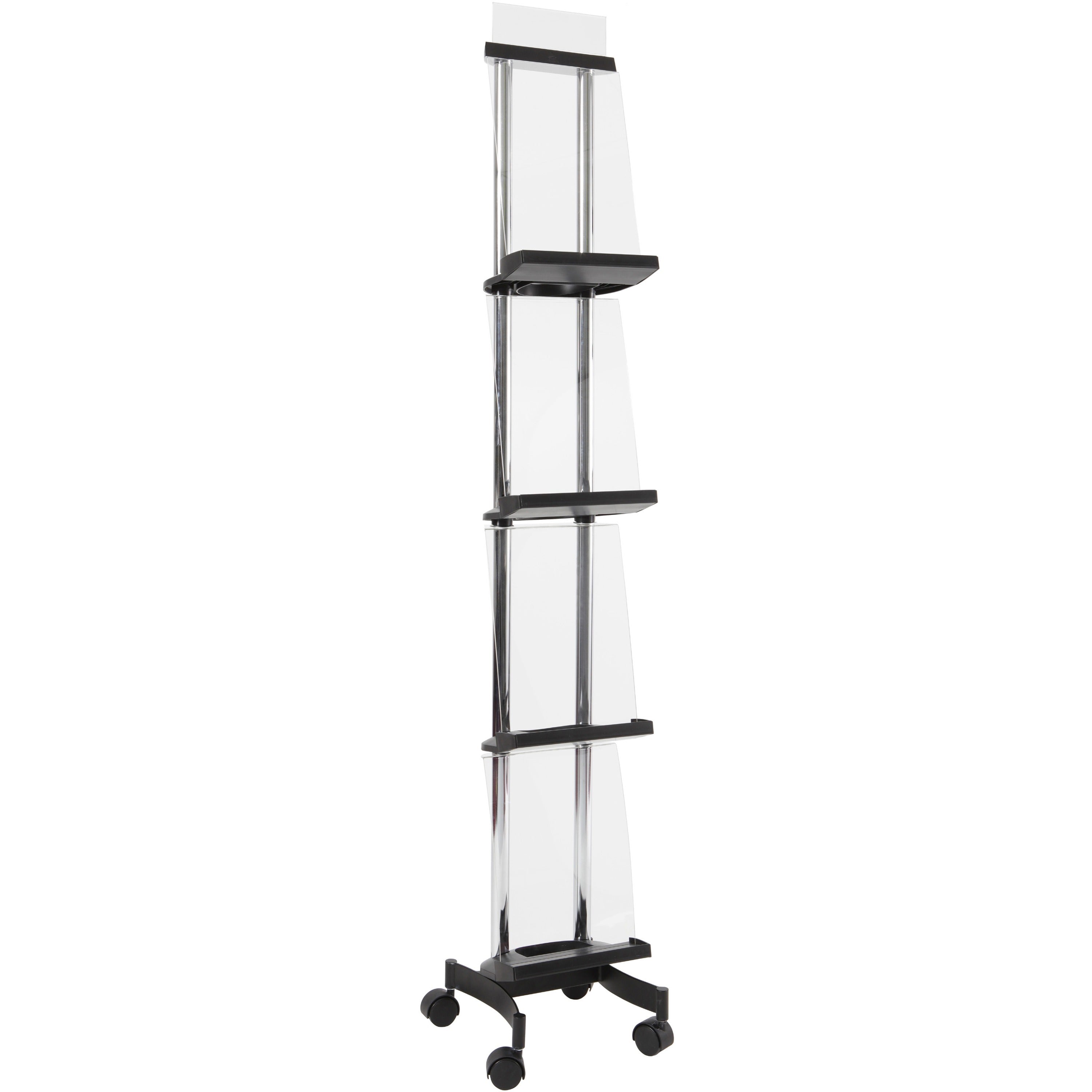 Alba Display Rack - 66.54" Height x 12.80" Width x 12.20" Depth - Black - Chrome Metal, Polyvinyl Chloride (PVC), Acrylonitrile Butadiene Styrene (ABS) - 1 Each