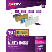 The Mighty Badge by Avery Reusable Magnetic Professional Name Badge Kit, Gold, 1" x 3", 10 Badges, 80 Inserts