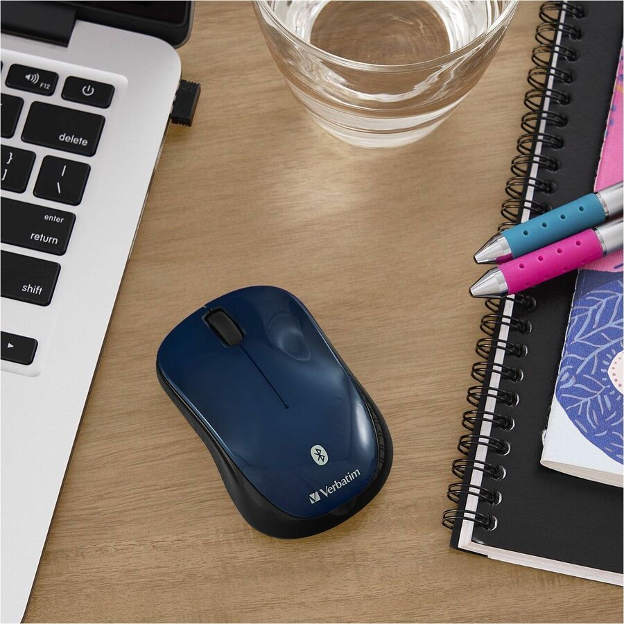 Verbatim Bluetooth Multi-Trac LED Tablet Mouse - Blue LED/Optical - Wireless - Bluetooth - Dark Teal - 1600 dpi - 3 Button(s) - Symmetrical - 1 Each