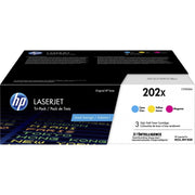HP 202X (CF500XM) Original High Yield Laser Toner Cartridge - Multi-pack - Cyan, Magenta, Yellow - 3 / Carton