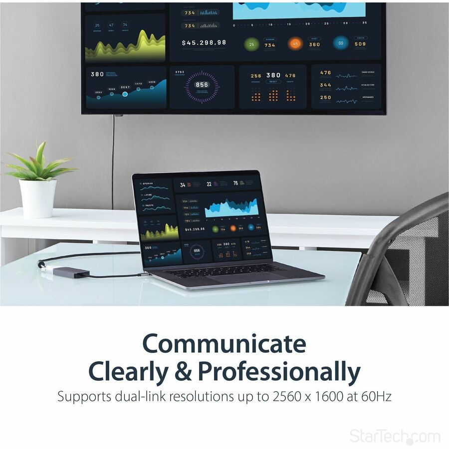StarTech.com USB-C to DVI Adapter - Dual-Link Connectivity - Active Conversion