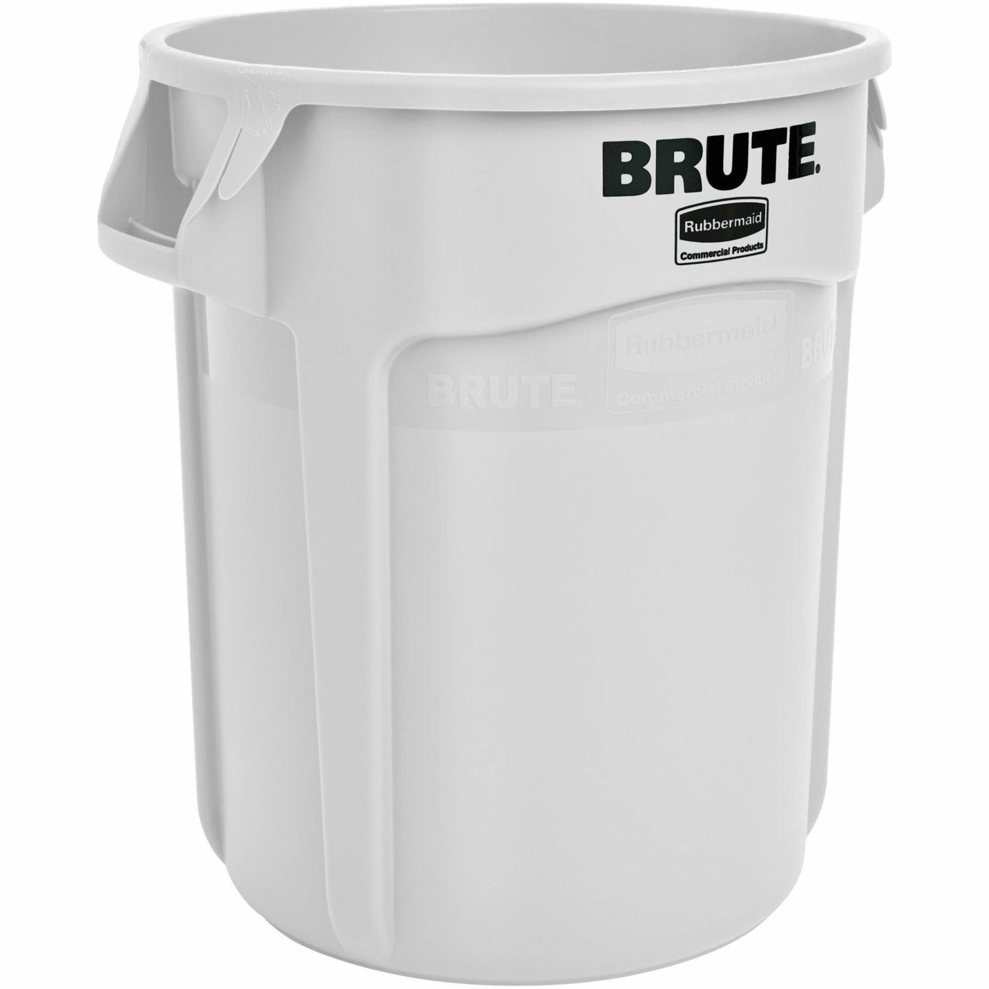 Rubbermaid Commercial Brute 10-Gallon Vented Container - 10 gal Capacity - Round - 17.3" Height x 15.6" Diameter - Plastic - White - 1 Each