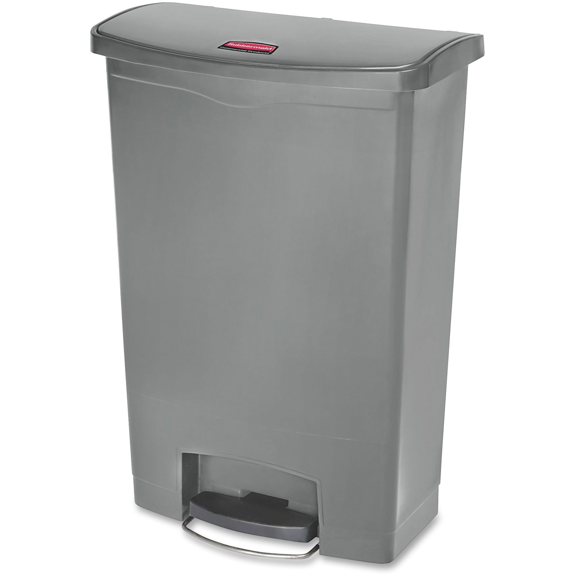 Step-on Opening - 24 gal Capacity - Durable, Damage Resistant, Smooth, Easy to Clean, Contoured Edge - 32.5" Height x 13.9" Width x 22.4" Depth - Plastic, Resin - Gray - 1 Each
