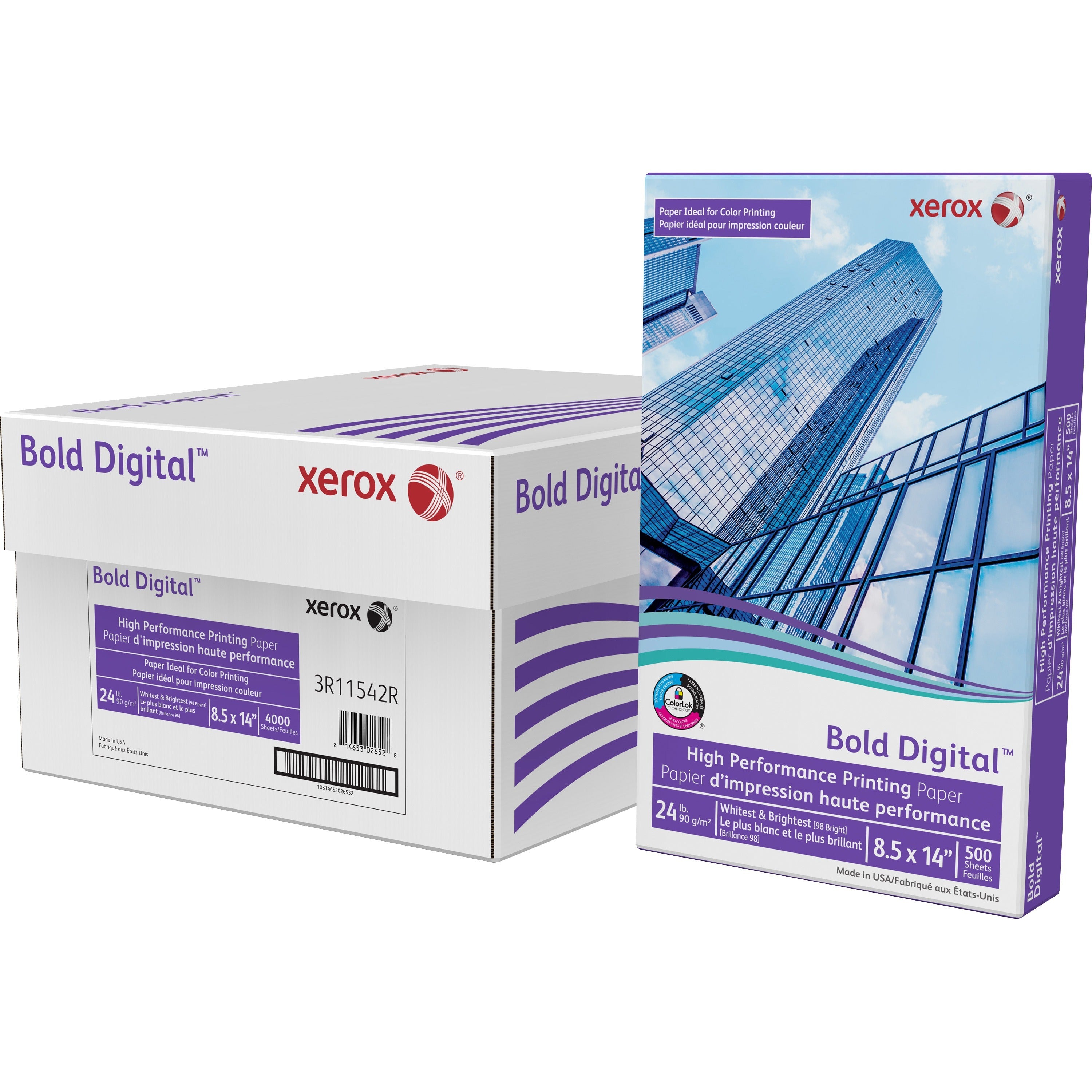 Xerox Bold Digital High Performance Paper - White - 98 Brightness - 8 1/2" x 14" - 24 lb Basis Weight - White - 8 / Carton