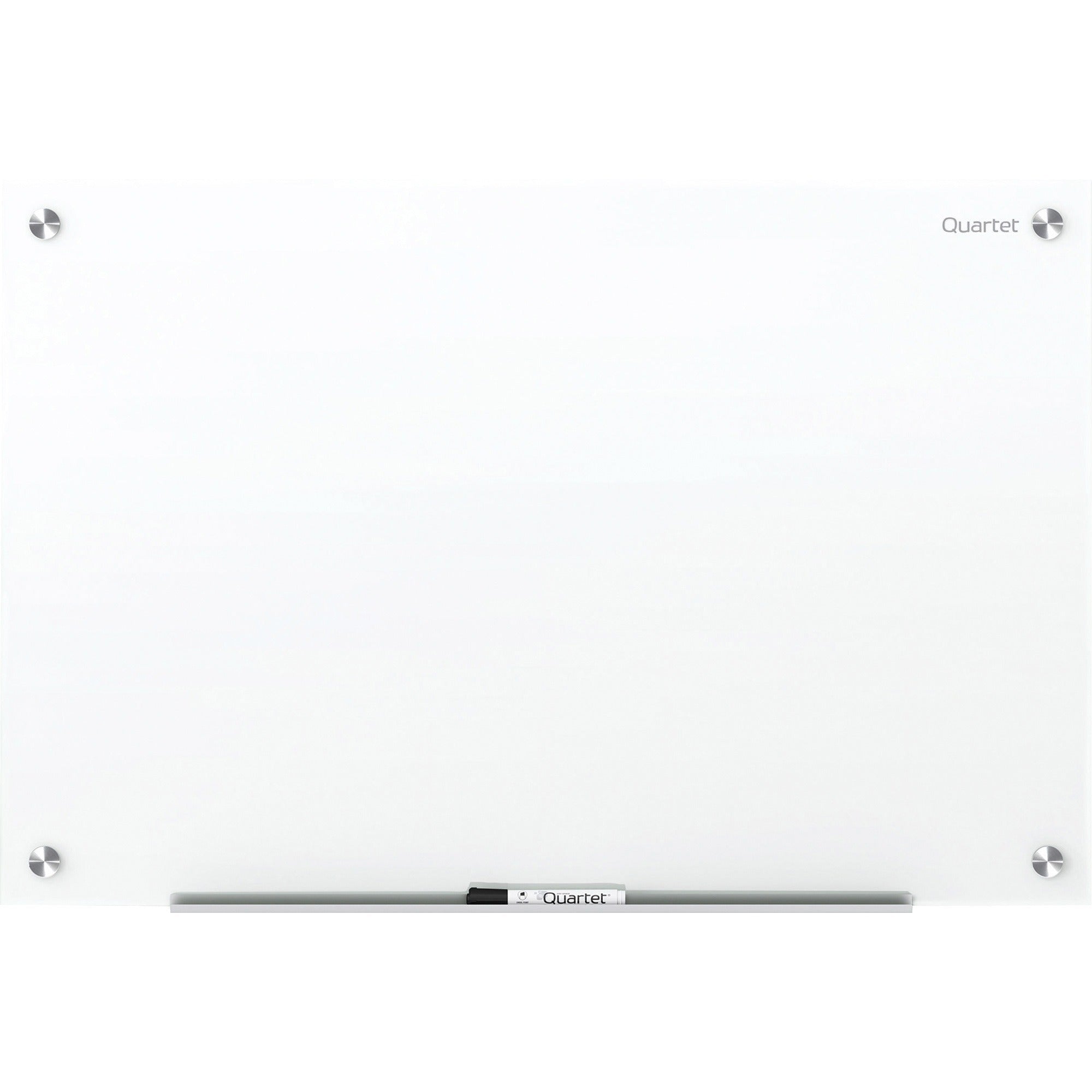 Quartet Infinity Magnetic Glass Dry-Erase Board, 36" x 24", White Tempered Glass, Rectangle, Magnetic, Frameless, Accessory Tray, 2 Magnets, 1 Marker, 1 Each